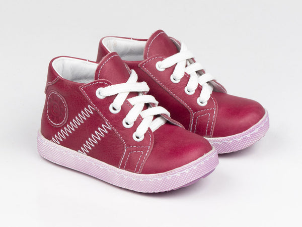 Emel Plum Leather Lace Up Sneakers (e1234-1)