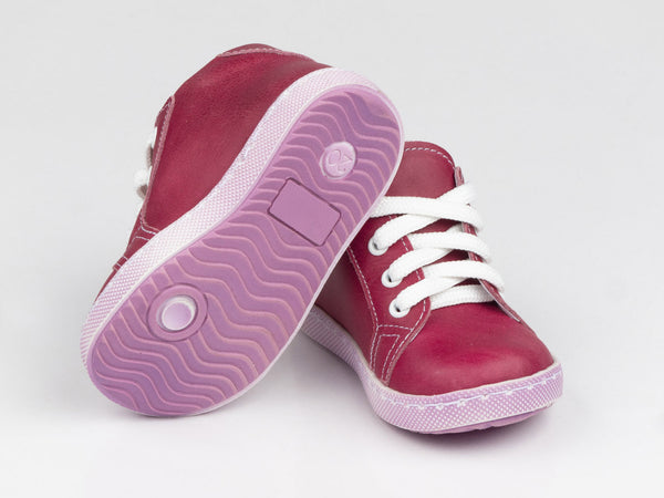 Emel Plum Leather Lace Up Sneakers (e1234-1)