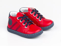 Emel Red Leather Lace Up Sneakers (e1291-1)