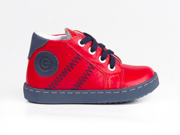 Emel Red Leather Lace Up Sneakers (e1291-1)