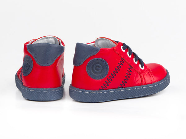 Emel Red Leather Lace Up Sneakers (e1291-1)