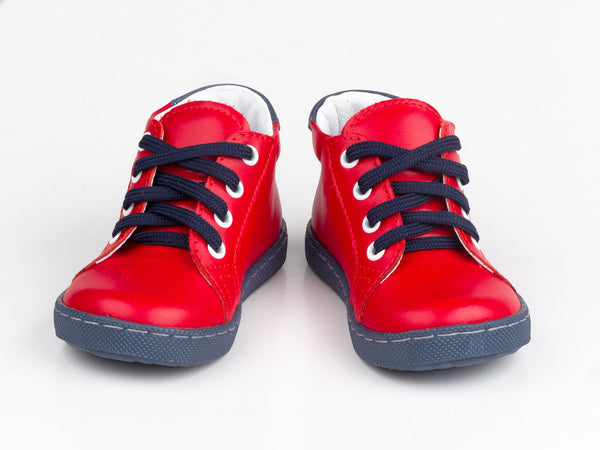 Emel Red Leather Lace Up Sneakers (e1291-1)