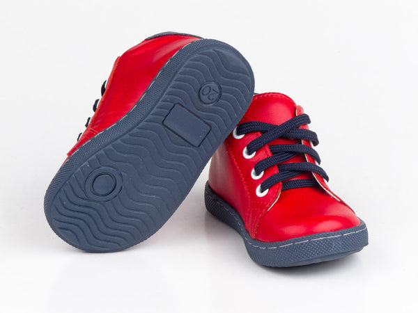 Emel Red Leather Lace Up Sneakers (e1291-1)