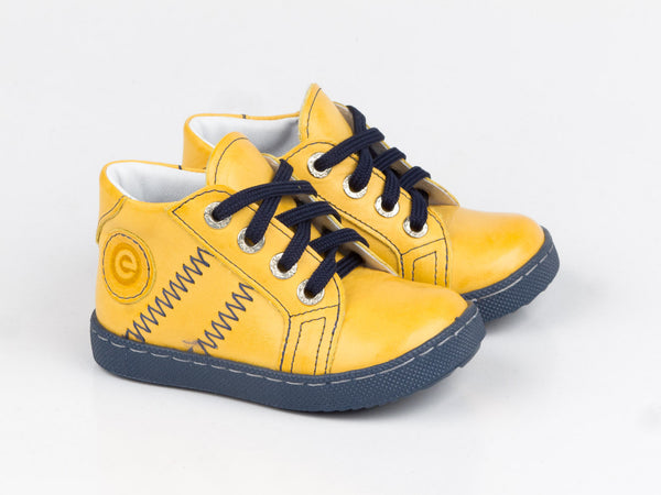 Emel Yellow Leather Lace Up Sneakers (e1291-3)