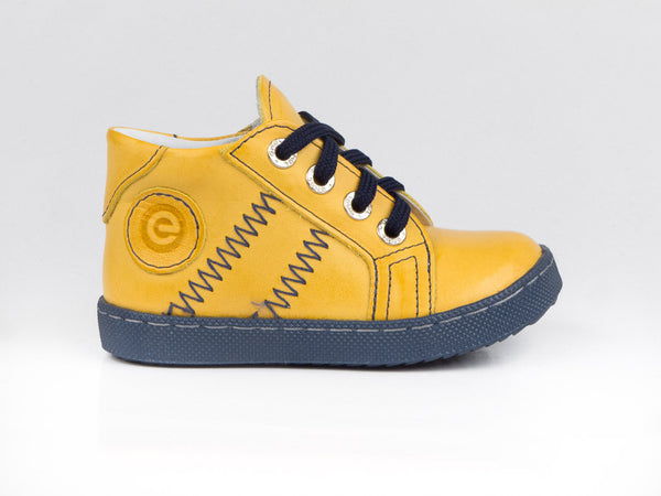 Emel Yellow Leather Lace Up Sneakers (e1291-3)