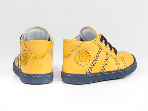 Emel Yellow Leather Lace Up Sneakers (e1291-3)