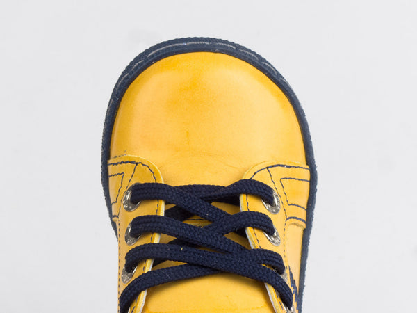 Emel Yellow Leather Lace Up Sneakers (e1291-3)