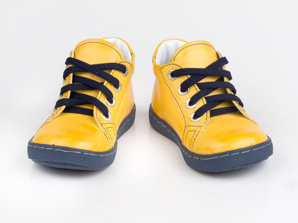 Emel Yellow Leather Lace Up Sneakers (e1291-3)