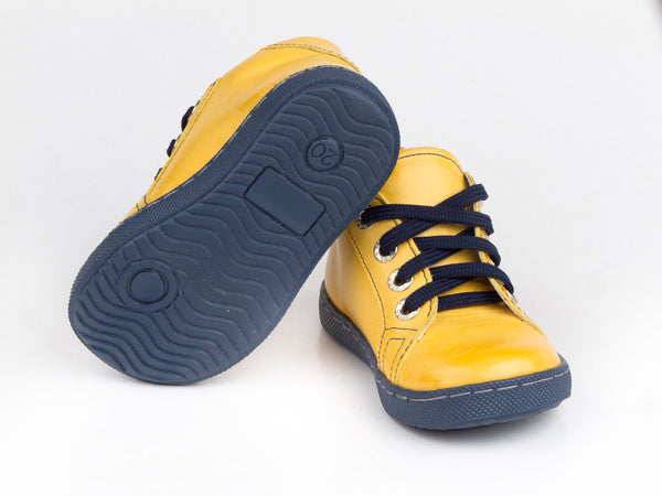 Emel Yellow Leather Lace Up Sneakers (e1291-3)