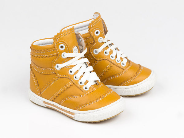 Emel Yellow Leather Lace Up Ankle Sneakers (e1962-11)