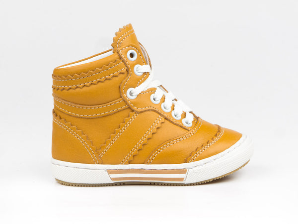 Emel Yellow Leather Lace Up Ankle Sneakers (e1962-11)