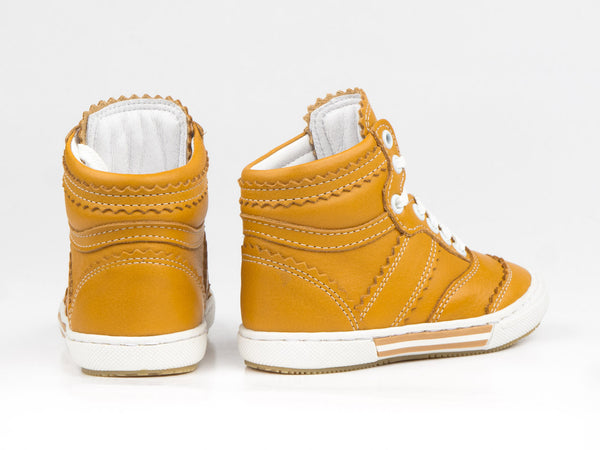 Emel Yellow Leather Lace Up Ankle Sneakers (e1962-11)