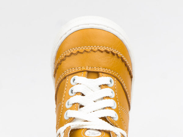 Emel Yellow Leather Lace Up Ankle Sneakers (e1962-11)