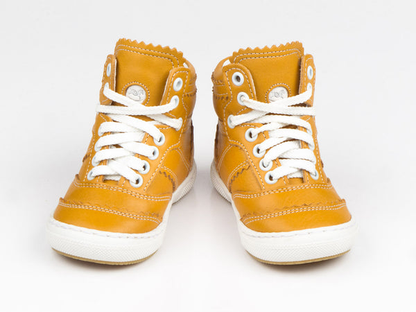 Emel Yellow Leather Lace Up Ankle Sneakers (e1962-11)