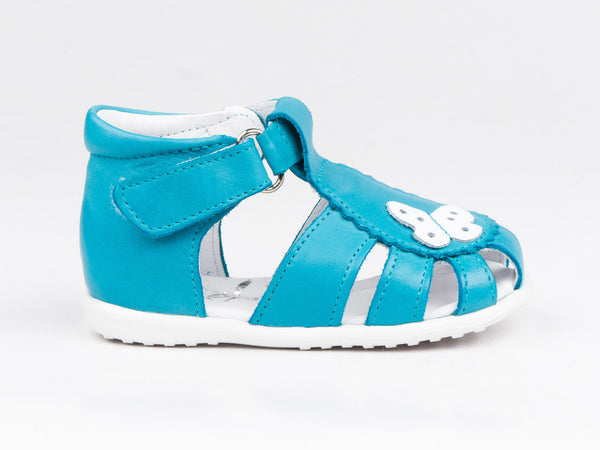 Emel Turquoise Leather Velcro Sandals (e2183-2)