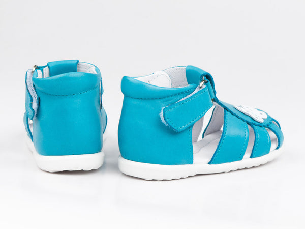 Emel Turquoise Leather Velcro Sandals (e2183-2)
