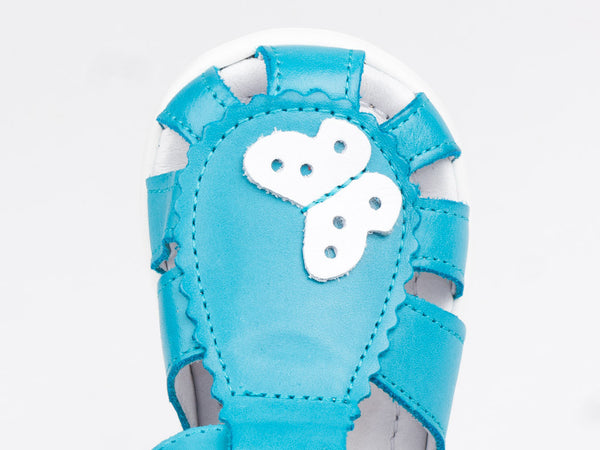 Emel Turquoise Leather Velcro Sandals (e2183-2)