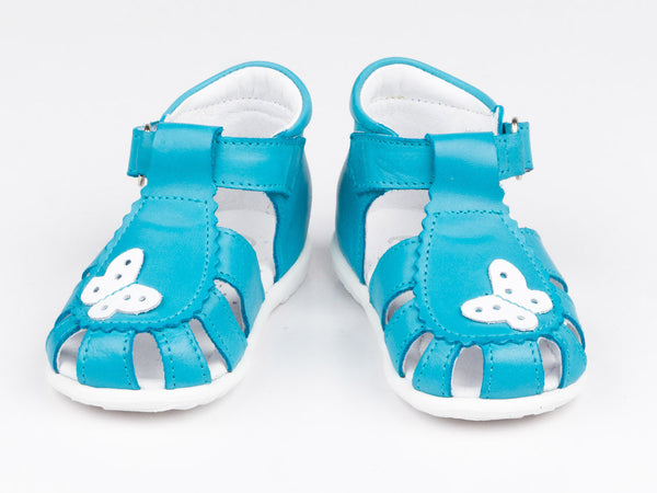 Emel Turquoise Leather Velcro Sandals (e2183-2)