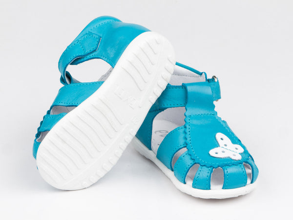 Emel Turquoise Leather Velcro Sandals (e2183-2)