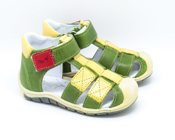 Emel Green/Yellow Velcro Sandals (e2187-13)