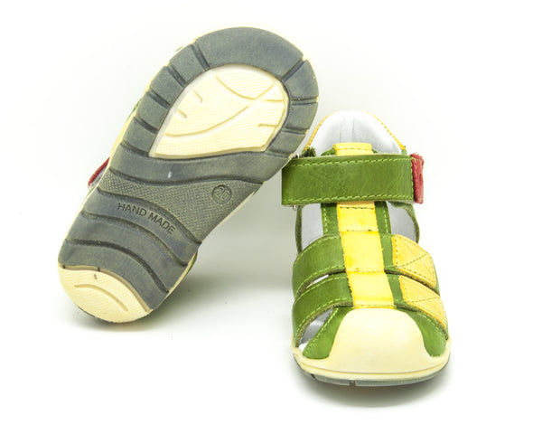 Emel Green/Yellow Velcro Sandals (e2187-13)