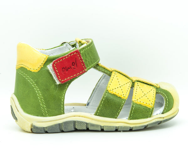Emel Green/Yellow Velcro Sandals (e2187-13)