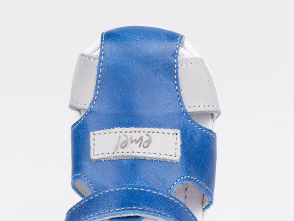 Emel Blue/Grey Leather Velcro Sandals (e2199-4)