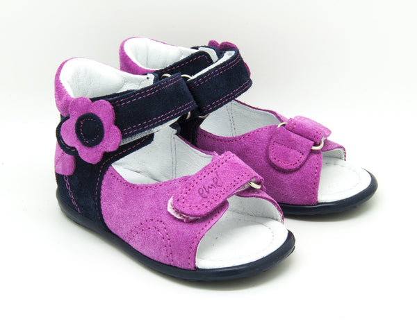 Emel Pink/Navy Suede Velcro Sandals (e2213-7)
