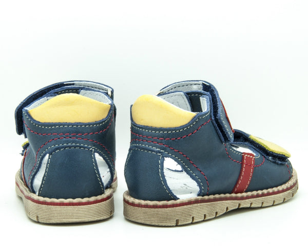 Emel Navy Leather Double Velcro Sandals (e2220-4)