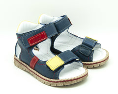 Emel Navy Leather Double Velcro Sandals (e2220-4)