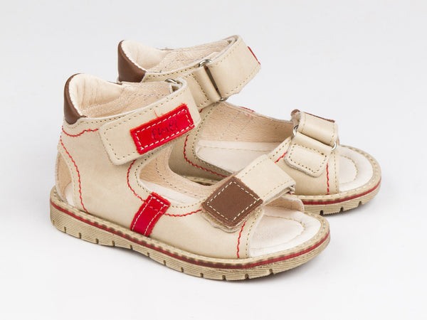 Emel Nude Leather Double Velcro Sandals (e2220)