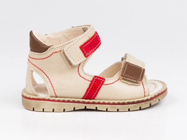 Emel Nude Leather Double Velcro Sandals (e2220)