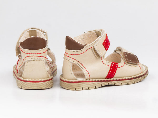 Emel Nude Leather Double Velcro Sandals (e2220)