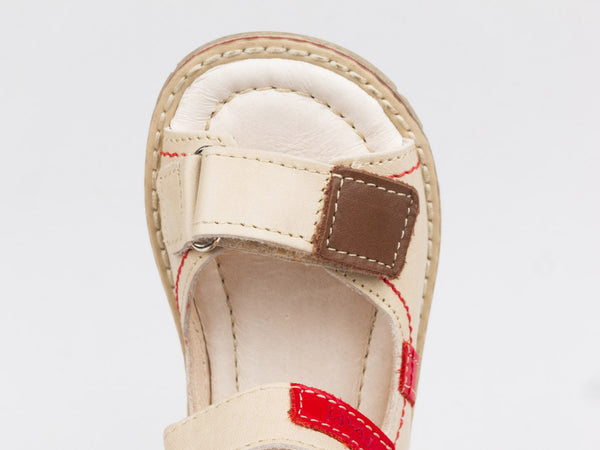 Emel Nude Leather Double Velcro Sandals (e2220)