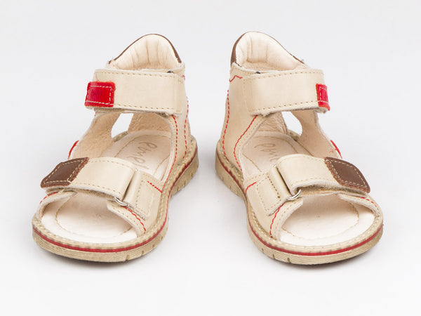 Emel Nude Leather Double Velcro Sandals (e2220)