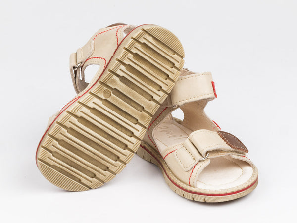 Emel Nude Leather Double Velcro Sandals (e2220)