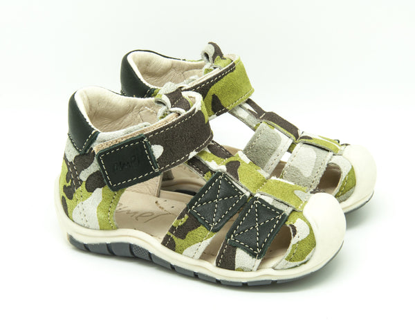 Emel Camouflage Pattern Suede Velcro Sandals (e2350-1)