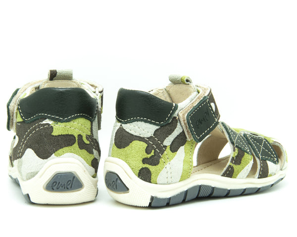 Emel Camouflage Pattern Suede Velcro Sandals (e2350-1)