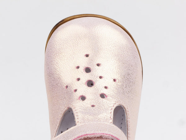 Emel Sparkling Pink Leather Velcro Pumps (e2384-1)