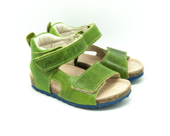 Emel Green Leather Double Velcro Cork Bed Sandals (e2508-1)