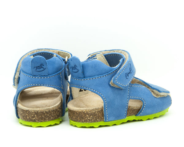 Emel Blue Leather Double Velcro Cork Bed Sandals (e2508-2)