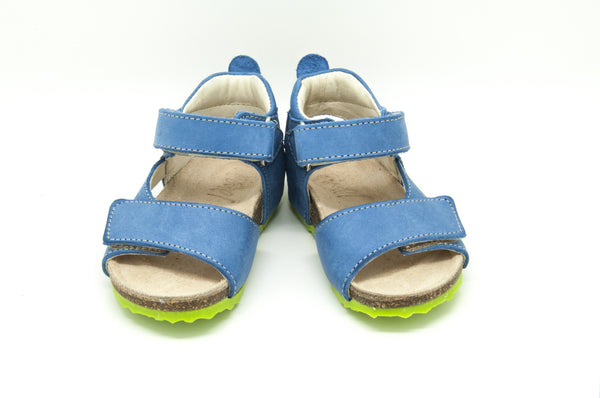 Emel Blue Leather Double Velcro Cork Bed Sandals (e2508-2)