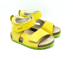 Emel Yellow Leather Double Velcro Cork Bed Sandals (e2508-3)