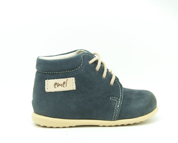 Emel Navy Leather Lace Up Casual Shoes (e2343-1)