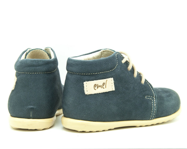 Emel Navy Leather Lace Up Casual Shoes (e2343-1)