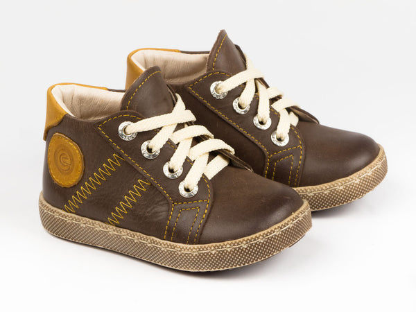 Emel Brown Leather Lace Up Sneakers (e1234-4)