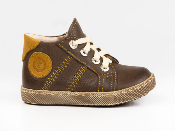 Emel Brown Leather Lace Up Sneakers (e1234-4)