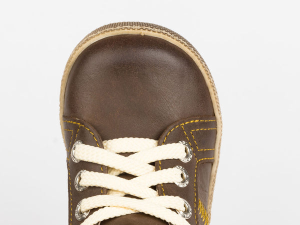 Emel Brown Leather Lace Up Sneakers (e1234-4)