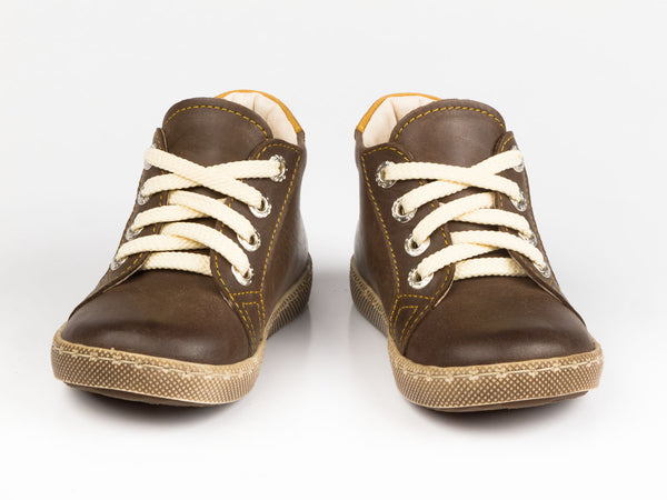 Emel Brown Leather Lace Up Sneakers (e1234-4)