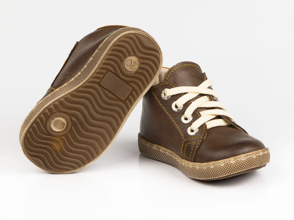 Emel Brown Leather Lace Up Sneakers (e1234-4)